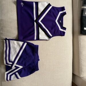 Purple and White Girls Kids Cheerleading Set Top and Skirt